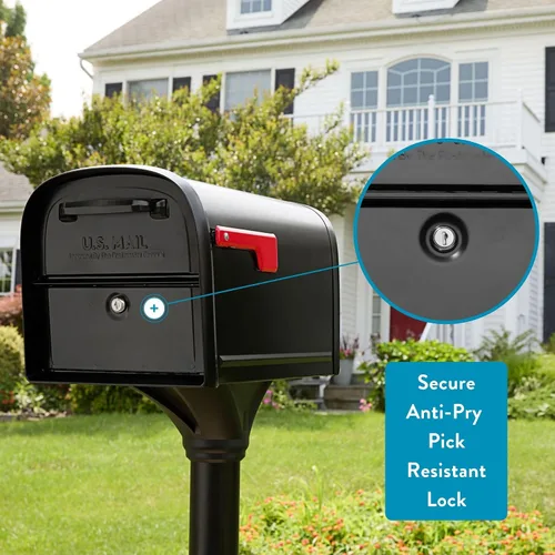 Vista 2 de Architectural Mailboxes 6300B-10 Oasis 360 Buzón de paquete con bloqueo, extragrande, negro, 6300B-10 Galvanized steel build with a secure steel