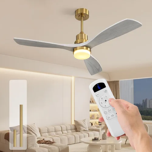 Vista 39 de Sofucor Ventilador de techo de 52 pulgadas con luces y mando a distancia, 3