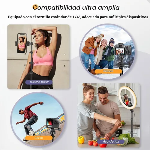 Vista 6 de Aureday Kit de accesorios para trípode de teléfono de 62", soporte de trípode para cámara y teléfono celular con control remoto inalámbrico