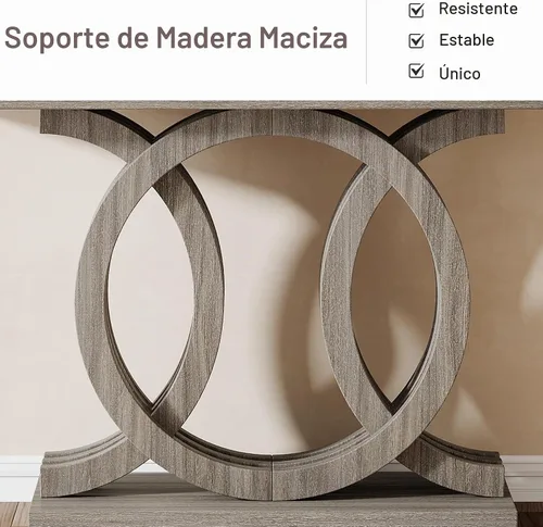 Vista 8 de Tribesigns Mesa consola de 55 pulgadas con base de madera geométrica, mesa de entrada moderna con mesa gruesa para sala de estar, pasillo, vestíbulo