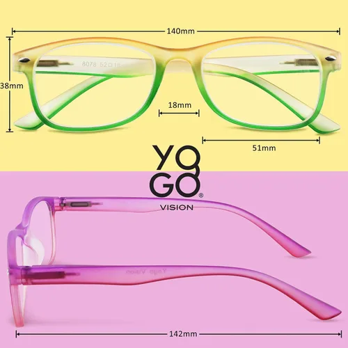 Vista 6 de Yogo Vision Blue Light Reading Glasses for Men and Women Two Tone Havana Rectangle Readers Set of 5