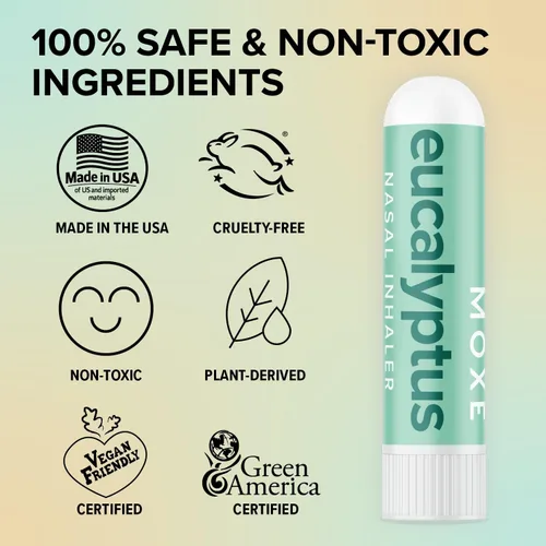 Vista 10 de MOXē - Inhalador nasal de aceite esencial de eucalipto, alivio sinusal y de congestión, relajación diaria, alivio del estrés, aromaterapia