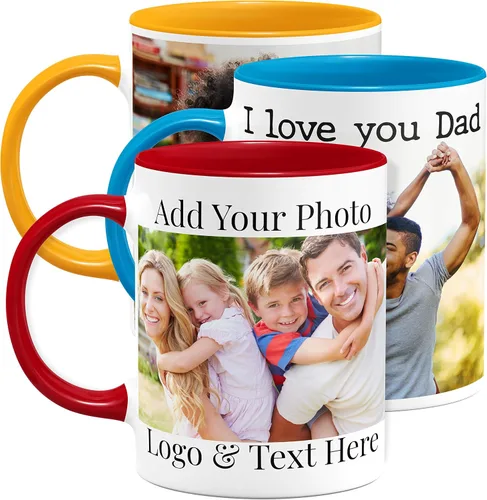 Vista 16 de Tazas de café con foto personalizada, 11 onzas, color negro con imagen, texto, regalos personalizados, taza de cerámica personalizada, gran regalo