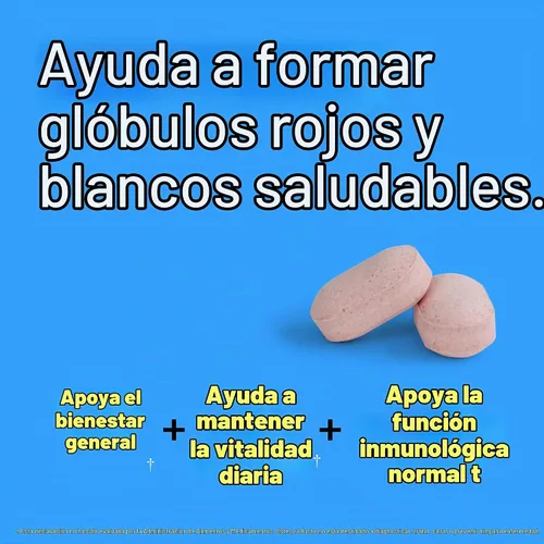 Vista 3 de Vital Blood Boost - Suplemento dietético con hierro, selenio, zinc, vitamina B12 y ácido fólico - 90 tabletas, suministro para 90 días