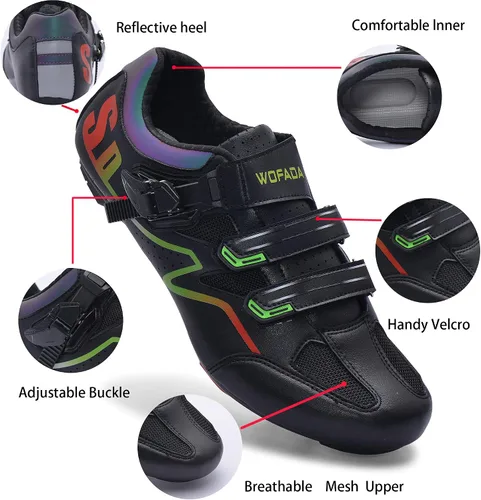 Vista 3 de Zapatos de ciclismo unisex compatibles con pelaton Bike Road Bike Bike Zapatos de ciclismo Peleton para hombre, para montar en interiores, zapatos