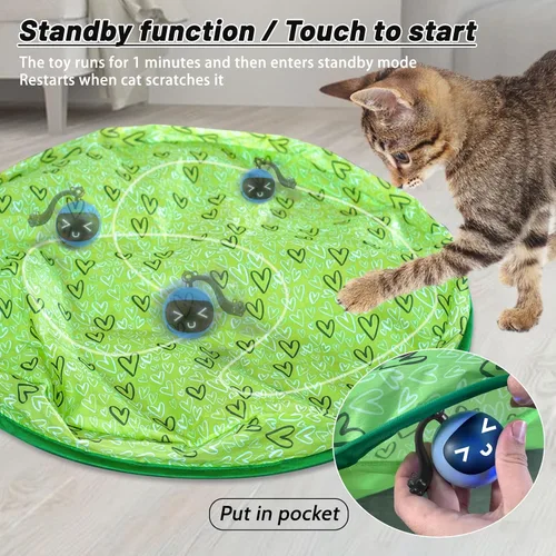 Vista 4 de Juguetes interactivos para gatos, simulación interior juguetes de caza para gatos, capucha de caza con bola de gato