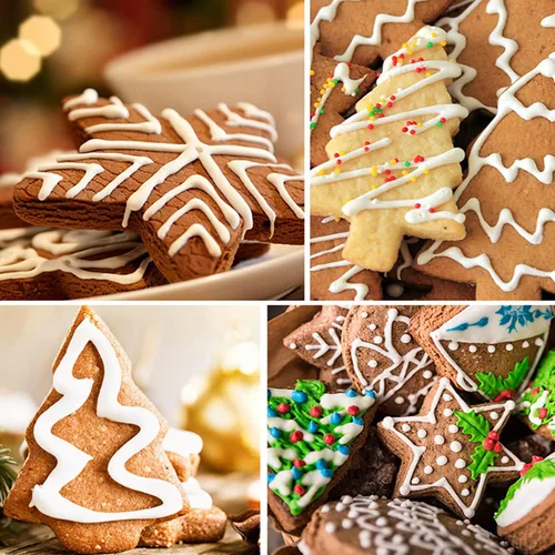 Vista 4 de Juego de 4 moldes de galletas navideñas, cortadores de galletas de Navidad para hornear, cortador de émbolo de pastel de galletas 3D