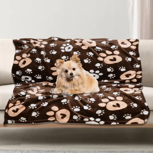 Vista 18 de Manta Suave para Perros para Perros Grandes - Manta Mullida para Mascotas para Gatos y Cachorros, Manta Reversible con Diseño de Huellas de Pata gris