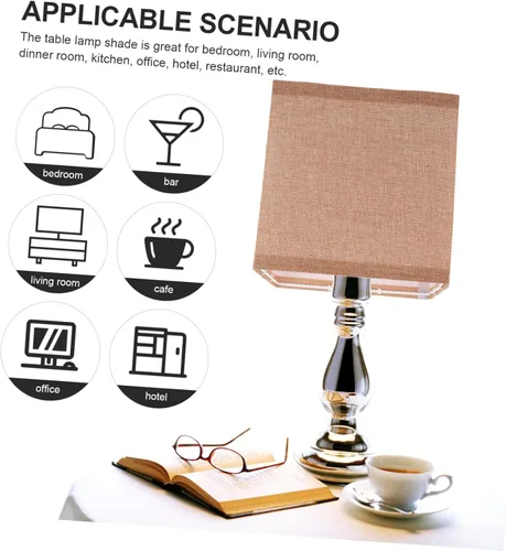 Vista 3 de DOITOOL Pantalla cuadrada de tela de repuesto elegante accesorio para lámparas de mesa, fácil de instalar, se adapta a bombillas para dormitorio