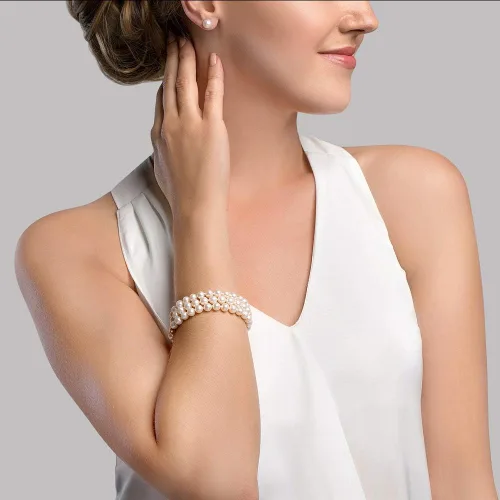 Vista 3 de THE PEARL SOURCE Pulsera de perlas cultivadas en agua salada de Akoya japonesa de oro de 14 quilates de 6 a 0.256in