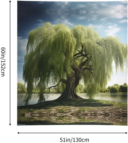 Vista 7 de YAzgaN Tapiz decorativo de pared de árbol de sauce de 60 x 51 pulgadas, textura suave, duradero, agradable al tacto y ligero, perfecto para colgar