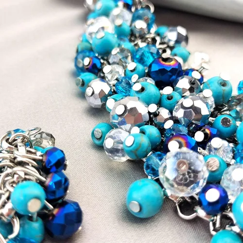 Vista 4 de Bocar NK-10260 - Conjunto de aros y collar de cristal moderno y grueso para mujer, ideal para regalo
