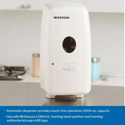Vista 5 de McKesson Dispensador automático de jabón para jabón espumoso, desinfectante de manos, dispensador de espuma sin contacto, montado en la pared