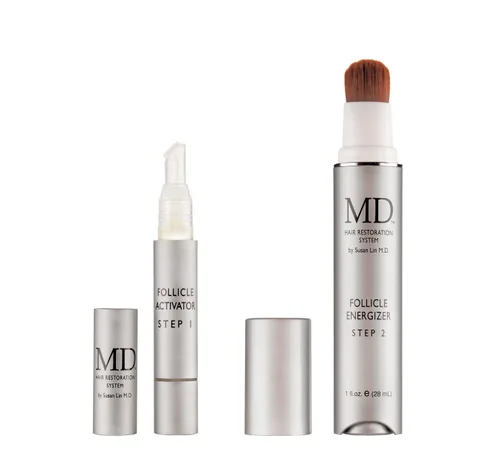 Vista 2 de MD Sistema de restauración del cabello en dos pasos: activador/potenciador folículo y energizante para adelgazamiento del cabello, regeneración