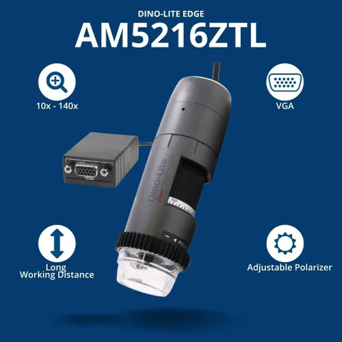 Vista 2 de Dino-Lite VGA AM5216ZTL, microscopio polarizado 720p, 20x-220x, LWD