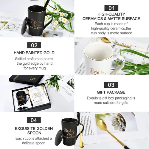 Vista 6 de YHRJWN Regalos para mamá y papá, taza para el mejor papá y mamá, regalos de cumpleaños de Navidad para padres de hija, hijo, juego de regalo