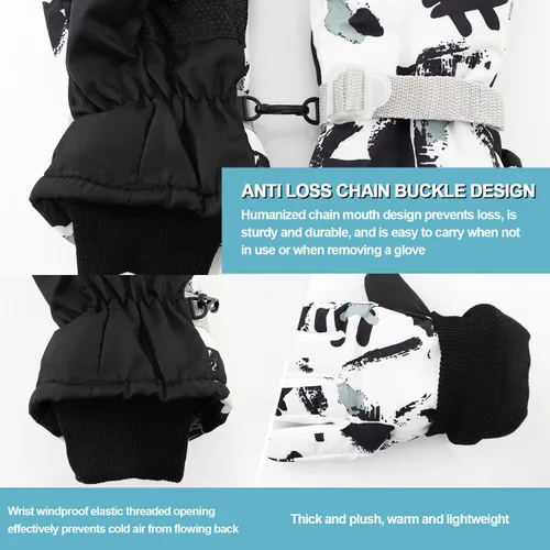 Vista 4 de TwomHom Guantes de esquí impermeables para hombres y mujeres, para invierno, cálidos, impermeables, antideslizantes y transpirables, guantes