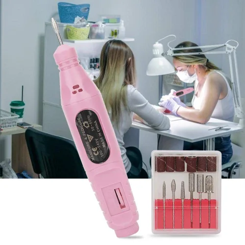 Vista 7 de ZJchao Kit de taladro eléctrico de uñas, juego de pedicura portátil USB, máquina de taladro eléctrico de uñas, pulido de manicura de dedos