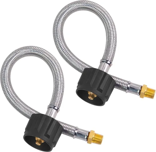 Vista 12 de SHINESTAR Paquete de 2 mangueras de propano RV de 15 pulgadas, NPT macho