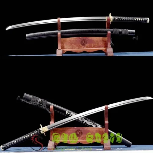 Vista 9 de GLW - Espada de 41 pulgadas de espiga completa afilada, katana japonesa Samurái, espada de acero para primavera, ninja catana