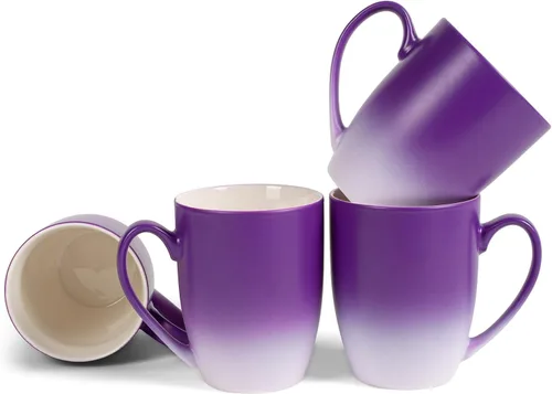 Vista 14 de Elanze Designs Magenta blanco dos tonos Ombre mate taza de café de cerámica de 12 onzas Magenta y blanco.