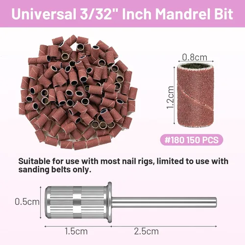 Vista 7 de Efile - Bandas de lijado pequeñas para taladro de uñas, brocas de lijado para manicura profesional de uñas, pedicura, gruesas, medianas, finas