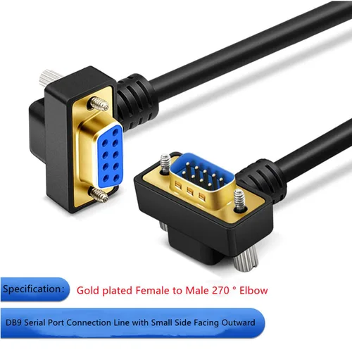 Vista 5 de DB9 macho a hembra chapado en oro Cable de conexión RS232 Cable de conexión de ángulo recto 9 Pin RS232 COM Port Cable de conexión (19.7 in)
