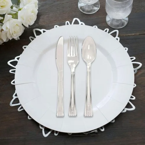 Vista 3 de Lillian tablesettings 48 cubiertos de plástico., tenedores, Transparente