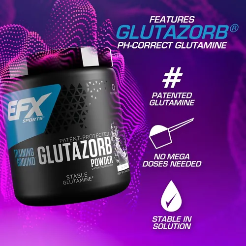 Vista 3 de EFX Sports Training Ground Glutazorb Powder Suplemento de glutamina altamente concentrado, pH correcto, digestión y apoyo inmunológico, 140