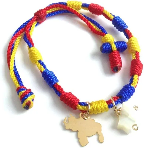 Vista 8 de Venezuela Tricolor Pulsera Mapa Estrellas Colgantes Vinotinto Regalos