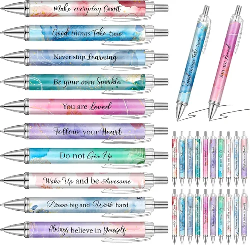 Vista 8 de Yeaqee 50 bolígrafos motivacionales a granel con diferentes citas inspiradoras para mujeres, regalos inspiradores, bolígrafos a granel