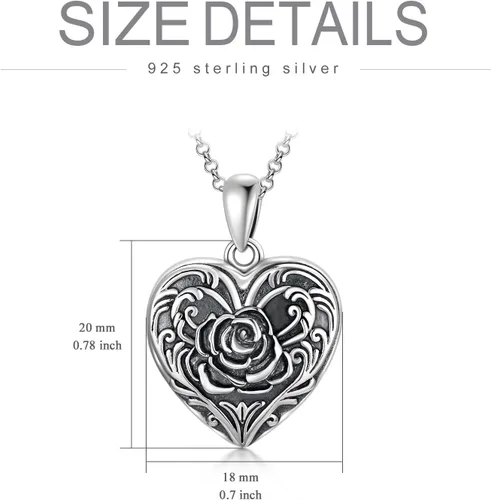 Vista 6 de SOULMEET Collar con medallón de girasol, rosa y margarita, con forma de corazón que sostiene fotos y mantiene a alguien cerca de ti, plata