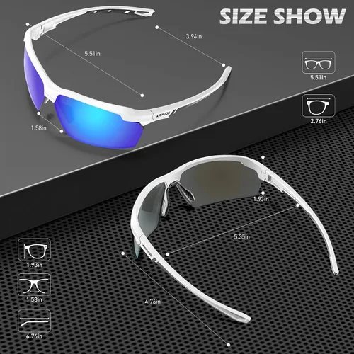 Vista 4 de KAPVOE Gafas de sol deportivas polarizadas para ciclismo, béisbol, correr, bicicleta de montaña, triatlón, golf, MTB para hombres y mujeres