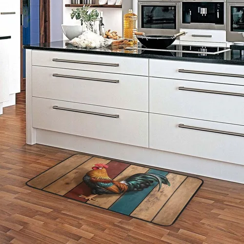 Vista 5 de Tapete de cocina de gallo de granja, antideslizante, lavable, para baño, sala de estar, dormitorio, 39 x 20 pulgadas a001