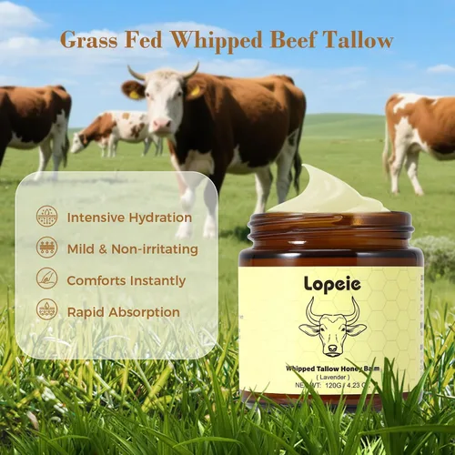 Vista 6 de Lopeie Bálsamo de ternera batida con miel, crema hidratante natural para cara y cuerpo, bálsamo hidratante para piel seca, cuidado de la piel