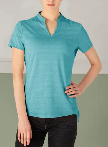 Vista 8 de Gopune Polo de golf con cuello en V para mujer, sin cuello, manga corta, ligera, de secado rápido, camisetas de tenis para correr