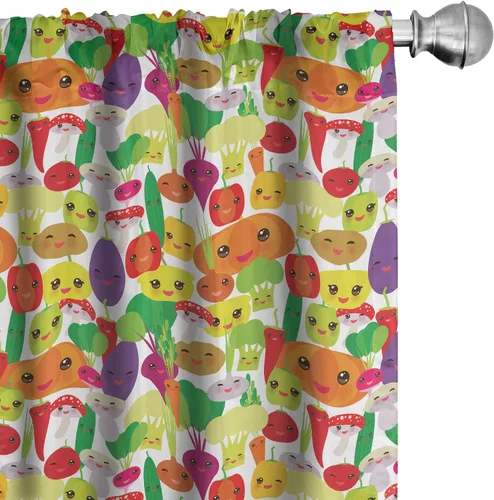 Vista 23 de Ambesonne Paquete de 2 cortinas para ventana con estampado de hojas, arte botánico con hojas, mosaico, detalles cuadrados cúbicos, naturaleza