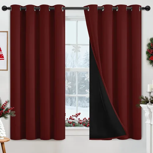Vista 91 de Yakamok Cortinas negras, cortinas de ventana con aislamiento térmico y eficiencia energética para dormitorio, cortinas opacas completas y cortinas
