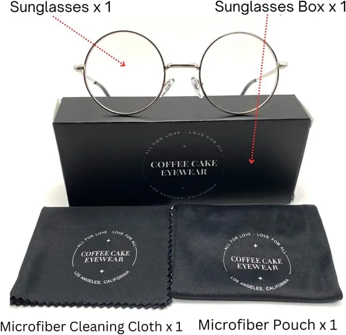 Vista 8 de Coffee Cake Eyewear Lente clara del marco metálico redondo pequeño retro para los hombres y las mujeres sin receta