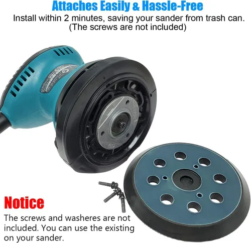 Vista 4 de Almohadilla lijadora de repuesto para Makita 743081-8, 743051-7 - Compatible con BO5041/K, BO5010/K, BO5030/K, BO5031/K, XOB01Z Lijadoras orbitales