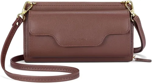 Vista 11 de nuoku Bolso pequeño para mujer, cartera con bloqueo RFID, bolso cruzado con bolsillo para teléfono celular 01 - negro