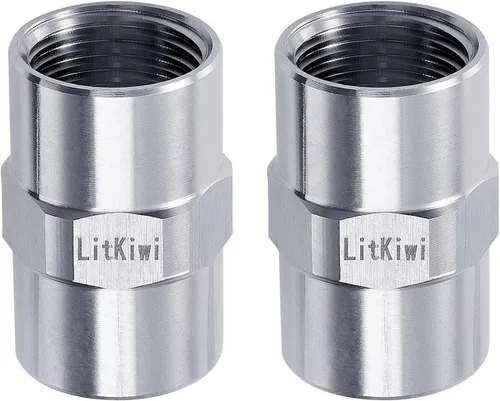 Vista 4 de 2 piezas de acoplamiento de acero inoxidable 304 de tubería fundida, rosca hembra NPT de 1/2 pulgada x 1/2 pulgada NPT hembra, adaptador de conector