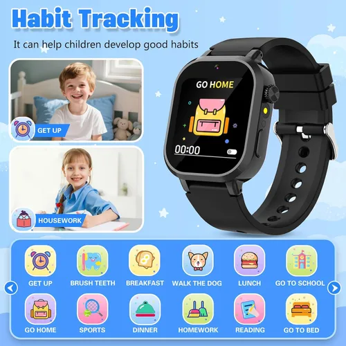 Vista 8 de Wiszodet Reloj inteligente impermeable para niños, regalo para niños de 3 a 12 años con 39 juegos, pantalla táctil HD, reproductor de música, cámara