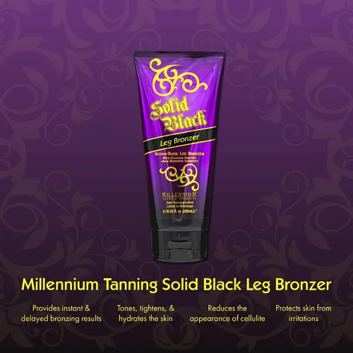 Vista 2 de Millennium Tanning Solid Black Leg Bronzer – Loción bronceadora ultra oscura con aloe vera, combatientes contra la celulitis e inhibidores