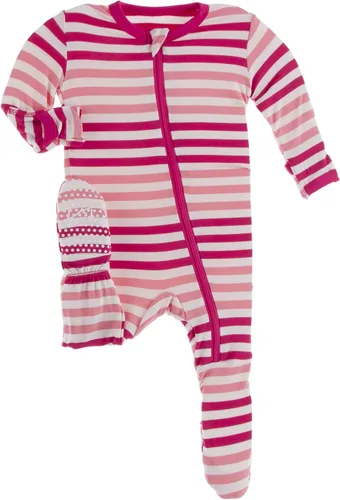 Vista 15 de KicKee Print Footies with Zipper, Super Soft One-Piece Jammies, Sleepwear for Babies and Kids Resumen Prismático Primavera