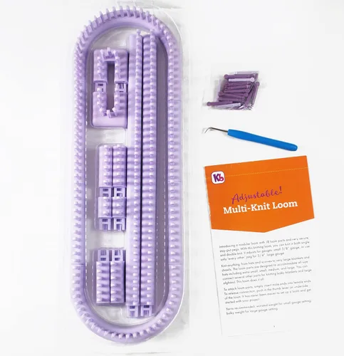 Vista 2 de Authentic Knitting Board Telar multi-tejido ajustable, piezas de enganche, calibre pequeño y grande