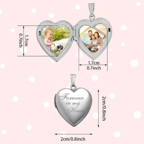 Vista 2 de Aobiono Collar con medallón de corazón personalizado que sostiene fotos en el interior del colgante, regalo personalizado para ella, él, novia