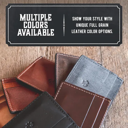 Vista 4 de Cartera delgada para hombre Fabricada en Estados Unidos Cuero de grano completo