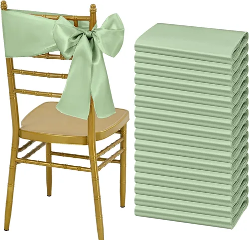 Vista 37 de Showgeous 60 cintas de satén color burdeos para decoración de sillas de recepción de boda, lazos para sillas de 7 x 78 pulgadas para banquetes