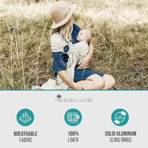 Vista 2 de Hip Baby Wrap Portabebés con anillo – Portabebés cruzado, regalo ideal para baby shower, tela suave y transpirable, ligero ajustable para bebés a
